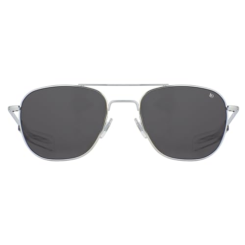 AO Original Pilot Sunglasses - Silver - True Color Gray SkyMaster Glass Lenses - Bayonet Temple - 57-20-140 - Image 3