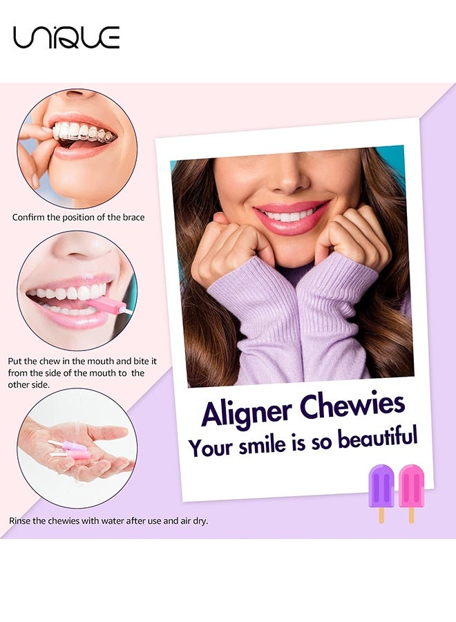 Unique 4 Pcs Aligner Chewies for Invisalign, Colorful Popsicle Silicone Chewies with Grip Handles for Aligner Chompers Aligner Trays Seaters (Flavorless, Strawberry, Taro, Matcha) - Image 5