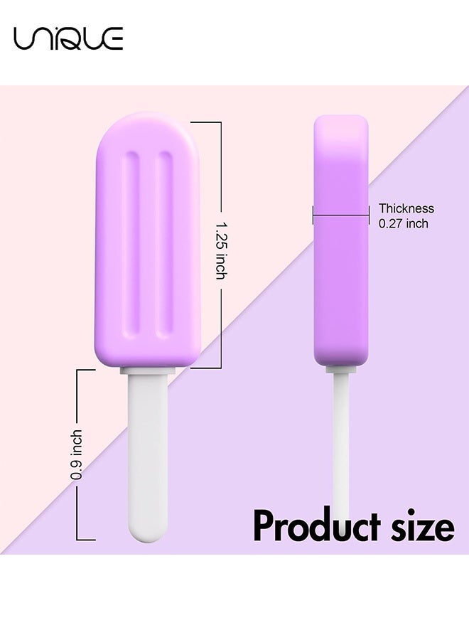 Unique 4 Pcs Aligner Chewies for Invisalign, Colorful Popsicle Silicone Chewies with Grip Handles for Aligner Chompers Aligner Trays Seaters (Flavorless, Strawberry, Taro, Matcha) - Image 2