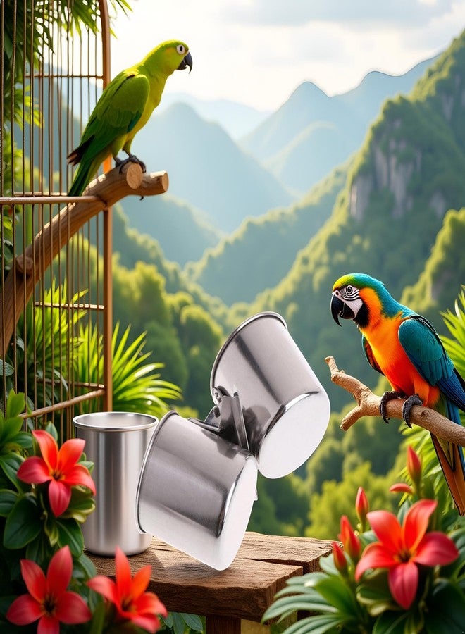 Galepromot Silver Parrot Feeding Cups Hanging Pet Animal Stainless Steel cage Bowls Bowls for Cage Parakeet Bird Cage Accessories Suitable Small and Medium Bird Pet Supplies - Image 4