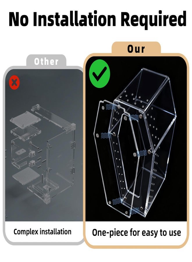 Bartuke Jumping Spider Enclosure, No Installation Insect Terrarium with Magnetic Door & All-Side Ventilation, Bug Enclosure for Tarantula, Snail, Beetle and Small Reptiles - Image 2