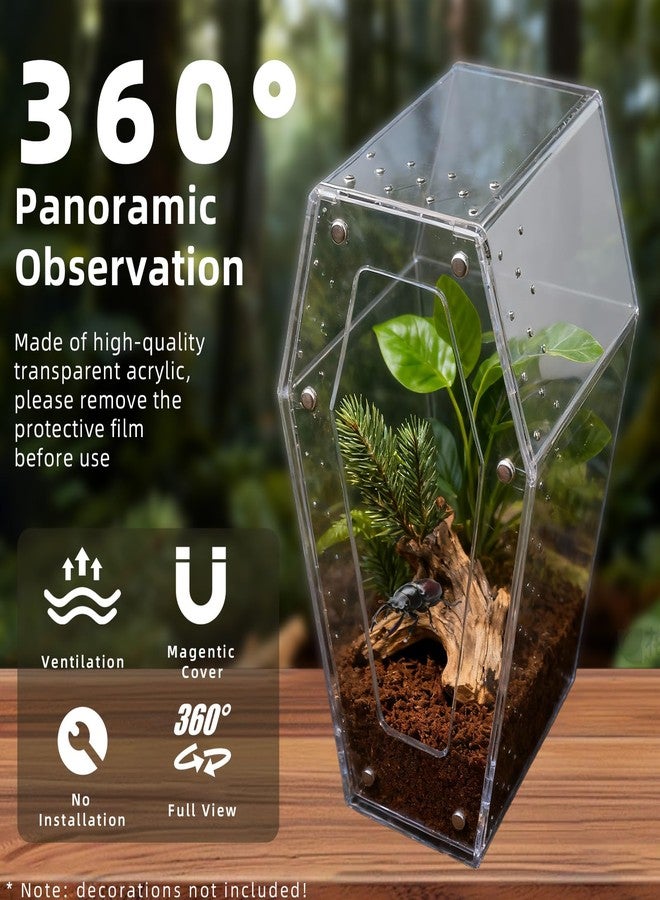 Bartuke Jumping Spider Enclosure, No Installation Insect Terrarium with Magnetic Door & All-Side Ventilation, Bug Enclosure for Tarantula, Snail, Beetle and Small Reptiles - Image 4