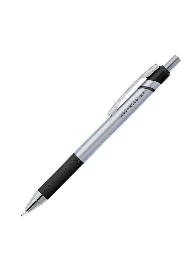Office Depot Advanced Ink Retractable Ballpoint Pens Needle Point 0.7 Mm Silver Barrel Black Ink Pack Of 12 - Image 5