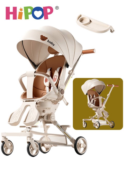 2 in 1 Strollers for Infant and Kids,Two-Way Rotating Seat,Sturdy and High Field of View Design,with Pedals,Sun Canopy,One Key Folding Stroller