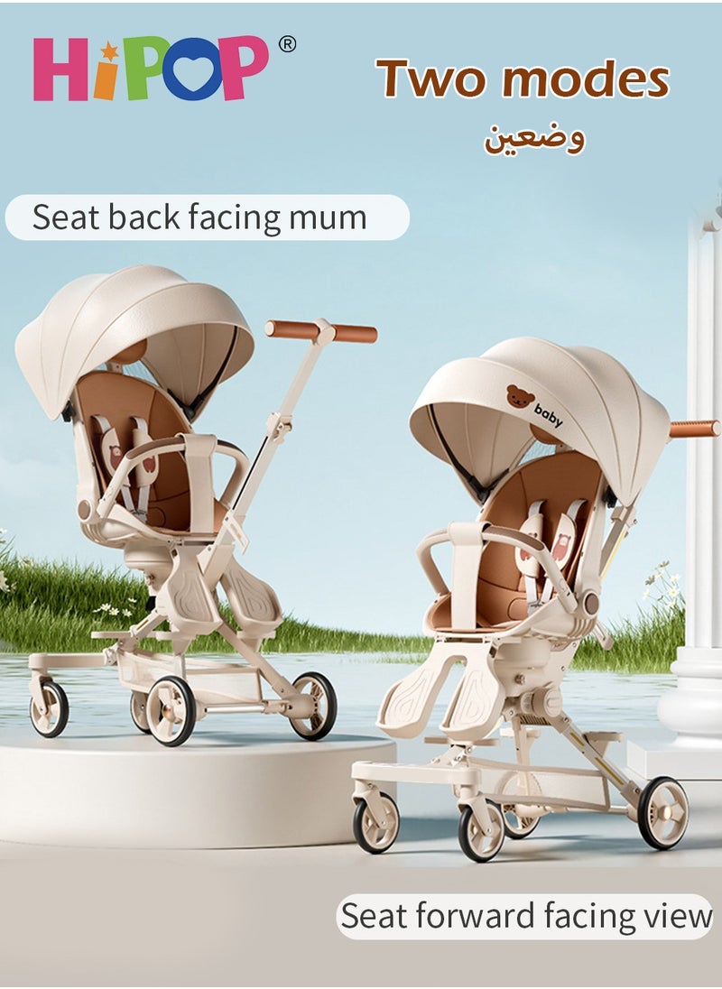 HIPOP - 2 in 1 Strollers for Infant and Kids,Two-Way Rotating Seat,Sturdy and High Field of View Design,with Pedals,Sun Canopy,One Key Folding Stroller - Image 1
