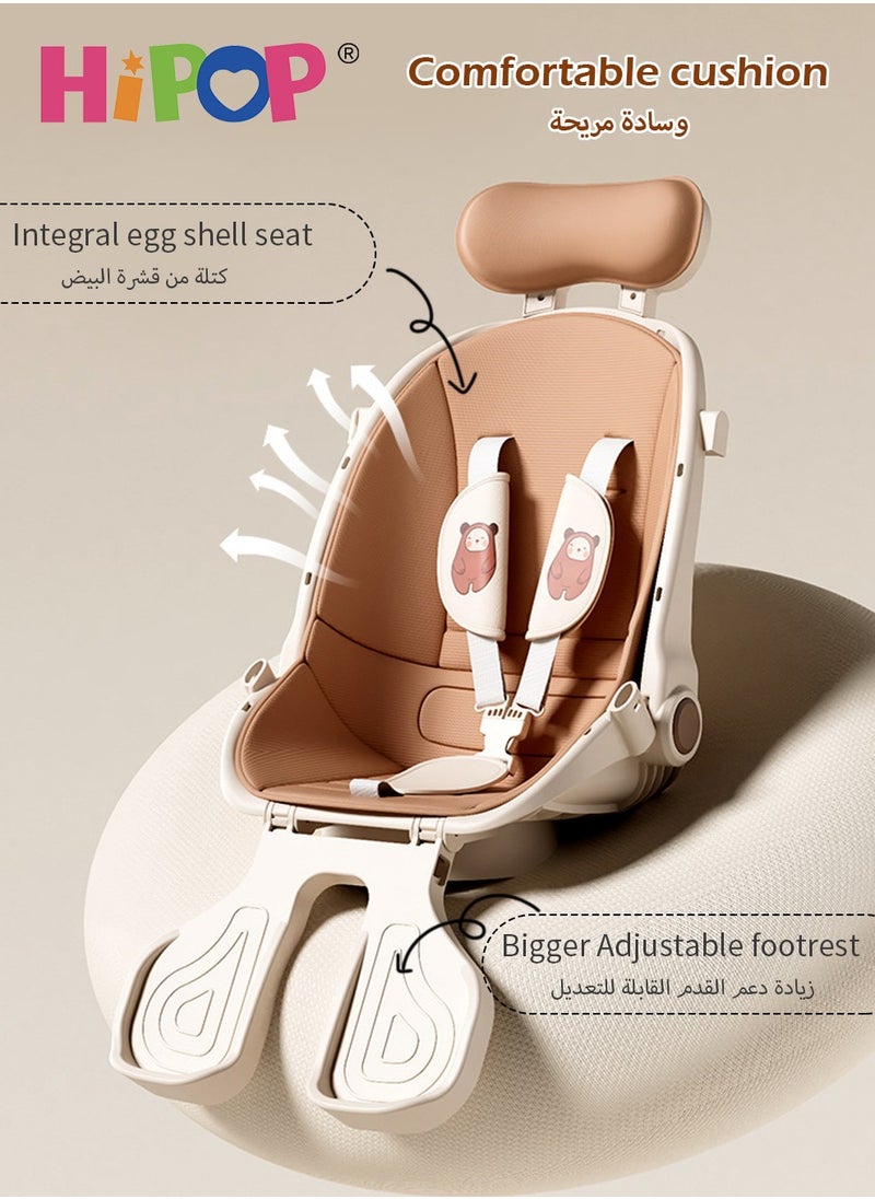 HIPOP - 2 in 1 Strollers for Infant and Kids,Two-Way Rotating Seat,Sturdy and High Field of View Design,with Pedals,Sun Canopy,One Key Folding Stroller - Image 1
