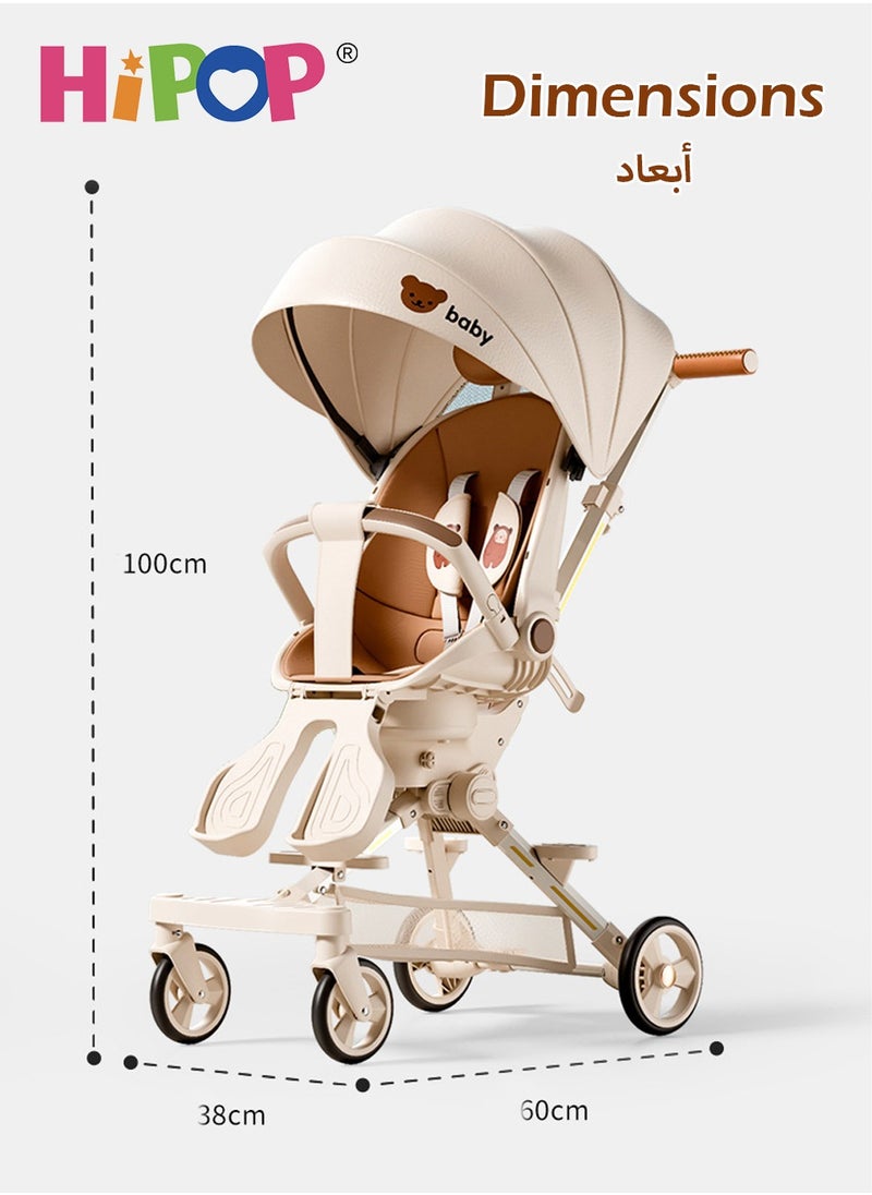 HIPOP - 2 in 1 Strollers for Infant and Kids,Two-Way Rotating Seat,Sturdy and High Field of View Design,with Pedals,Sun Canopy,One Key Folding Stroller - Image 1