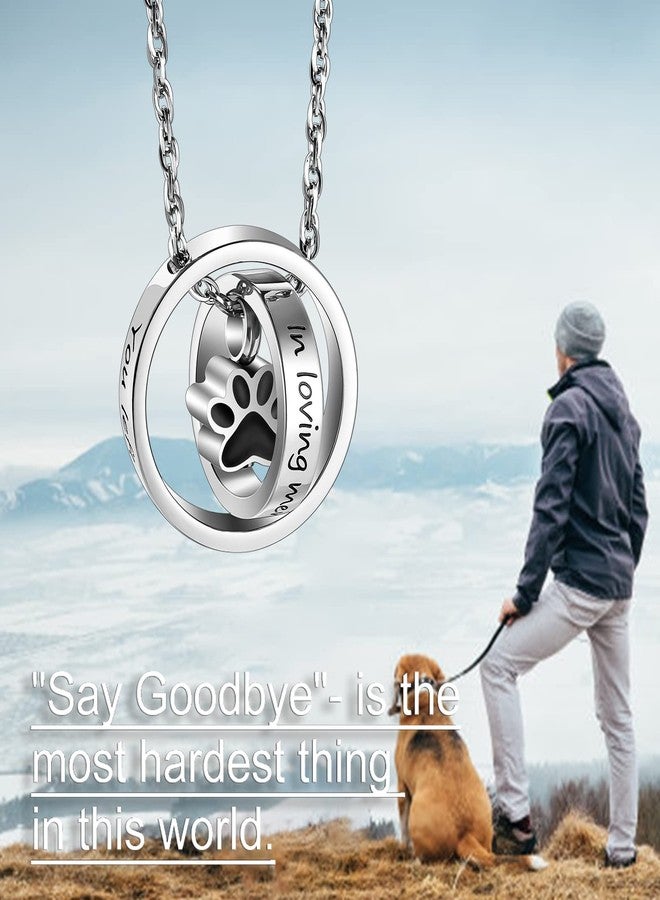 XIUDA Paw Print Urn Necklace for Ashes Pet Cremation Jewelry for Ashes Stainless Steel Memorial Cremation Necklace for Dog Ashes - You Left Paw Prints on My Heart - Image 2