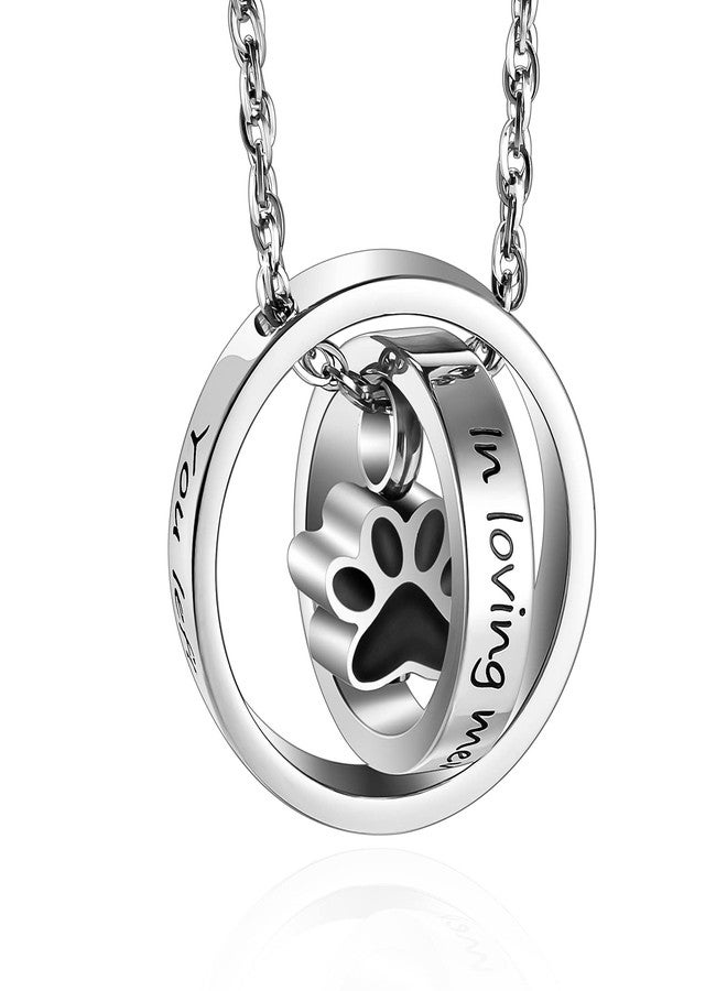 XIUDA Paw Print Urn Necklace for Ashes Pet Cremation Jewelry for Ashes Stainless Steel Memorial Cremation Necklace for Dog Ashes - You Left Paw Prints on My Heart - Image 1