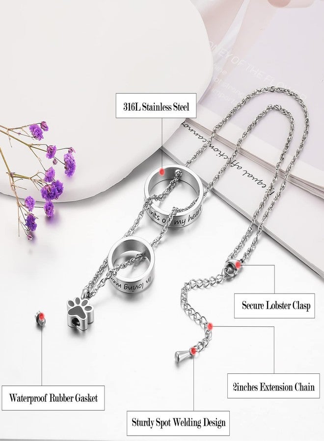 XIUDA Paw Print Urn Necklace for Ashes Pet Cremation Jewelry for Ashes Stainless Steel Memorial Cremation Necklace for Dog Ashes - You Left Paw Prints on My Heart - Image 4