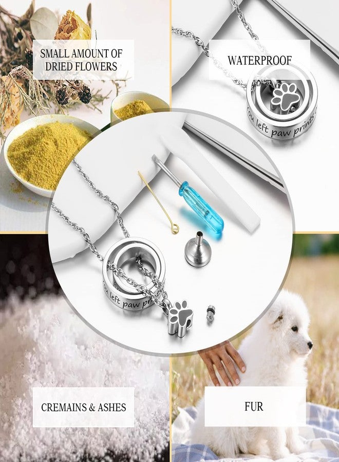 XIUDA Paw Print Urn Necklace for Ashes Pet Cremation Jewelry for Ashes Stainless Steel Memorial Cremation Necklace for Dog Ashes - You Left Paw Prints on My Heart - Image 5