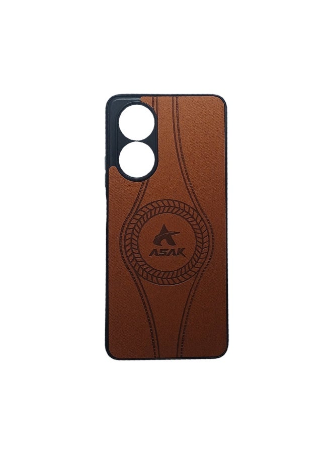 Phone Back Cover leather for Oppo A58 4G brown - Image 1