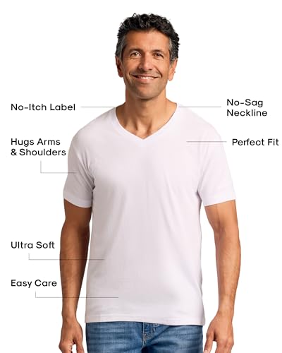 True Classic Mens V Neck T Shirts – Cotton V Neck T Shirts for Men, V-Neck Mens T-Shirts and Undershirts for Men Pack/Singles, Pack of 1, White, M - Image 2