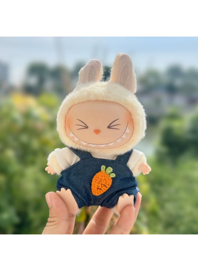 Vinyl Rab Second Generation Sitting Party Series Labubu Clothes Pants Hanging For Dress-Specification:Clothes Only❗️❗️❗️Suitable For: 17cm Lab Cloth Pendant-Color:White Shirt Carrot Overalls  - Image 1