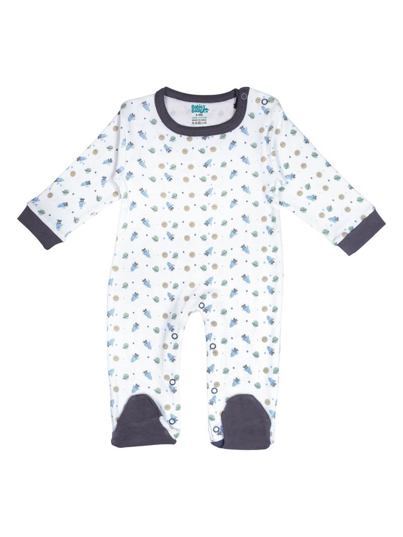 بابيز_بيسك بيبيز بيسك مجموعة هدايا مكونة من 5 قطع قطنية 100٪ للجنسين تشمل السالوبيت ، والرمبر ، والقفازات ، والقبعة ، والبيجامة/البذلة. - Image 2