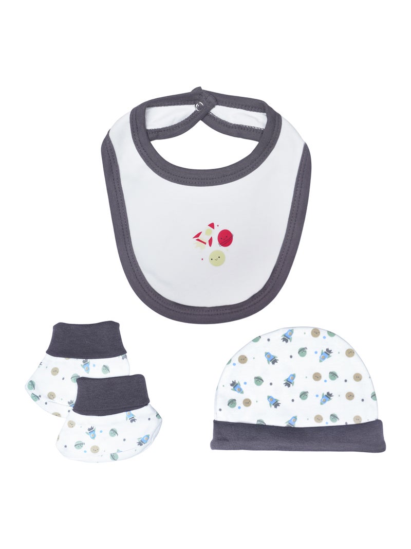 بابيز_بيسك بيبيز بيسك مجموعة هدايا مكونة من 5 قطع قطنية 100٪ للجنسين تشمل السالوبيت ، والرمبر ، والقفازات ، والقبعة ، والبيجامة/البذلة. - Image 4