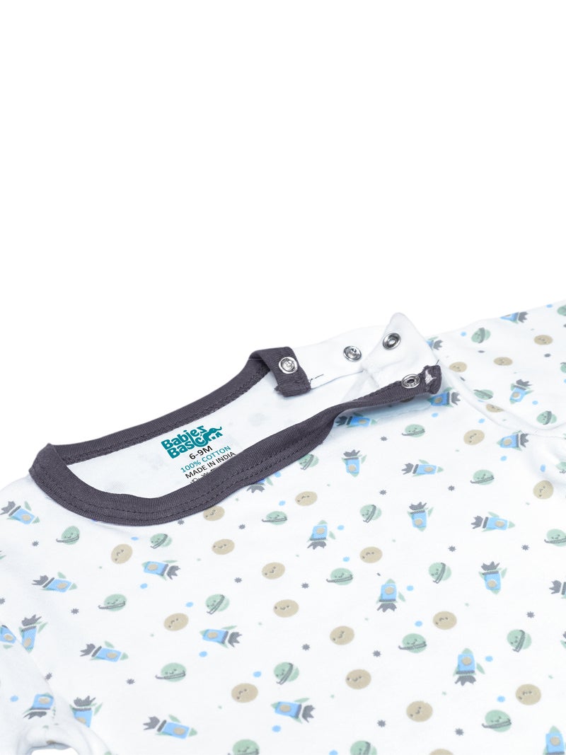 بابيز_بيسك بيبيز بيسك مجموعة هدايا مكونة من 5 قطع قطنية 100٪ للجنسين تشمل السالوبيت ، والرمبر ، والقفازات ، والقبعة ، والبيجامة/البذلة. - Image 5