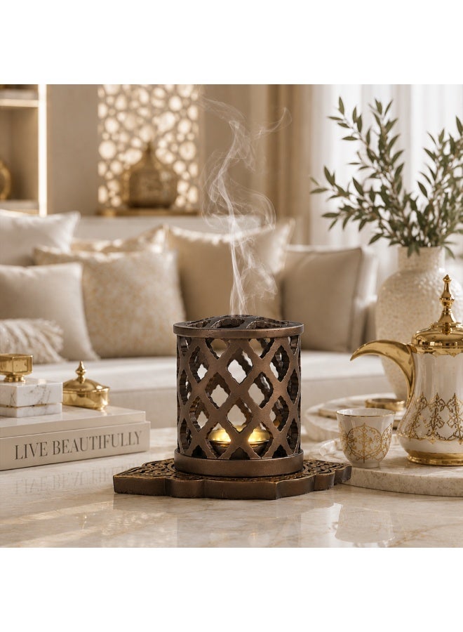 Premium Oud Bakhoor Burner Black– Arabic Incense Holder with Brass Bowl for Home, Office & Majlis Aroma - Image 3