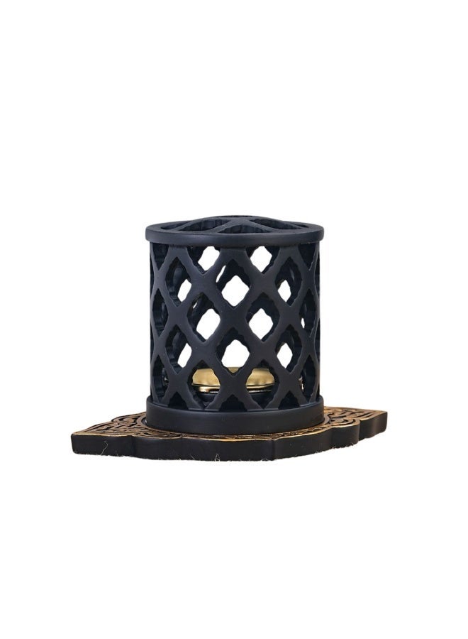 Premium Oud Bakhoor Burner Black– Arabic Incense Holder with Brass Bowl for Home, Office & Majlis Aroma - Image 2