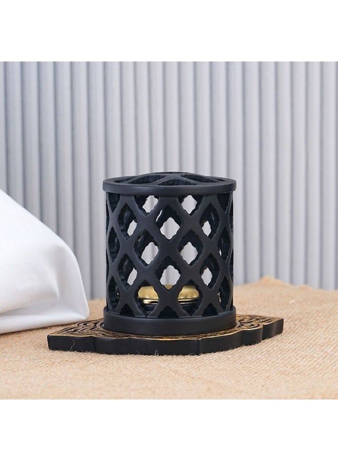 Premium Oud Bakhoor Burner Black– Arabic Incense Holder with Brass Bowl for Home, Office & Majlis Aroma - Image 1