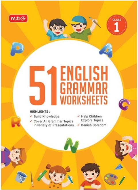 MTG 51 English Grammar Worksheets Class 1 – Grammar Work books to practice English concepts in interactive way (Based on CBSE/NCERT)