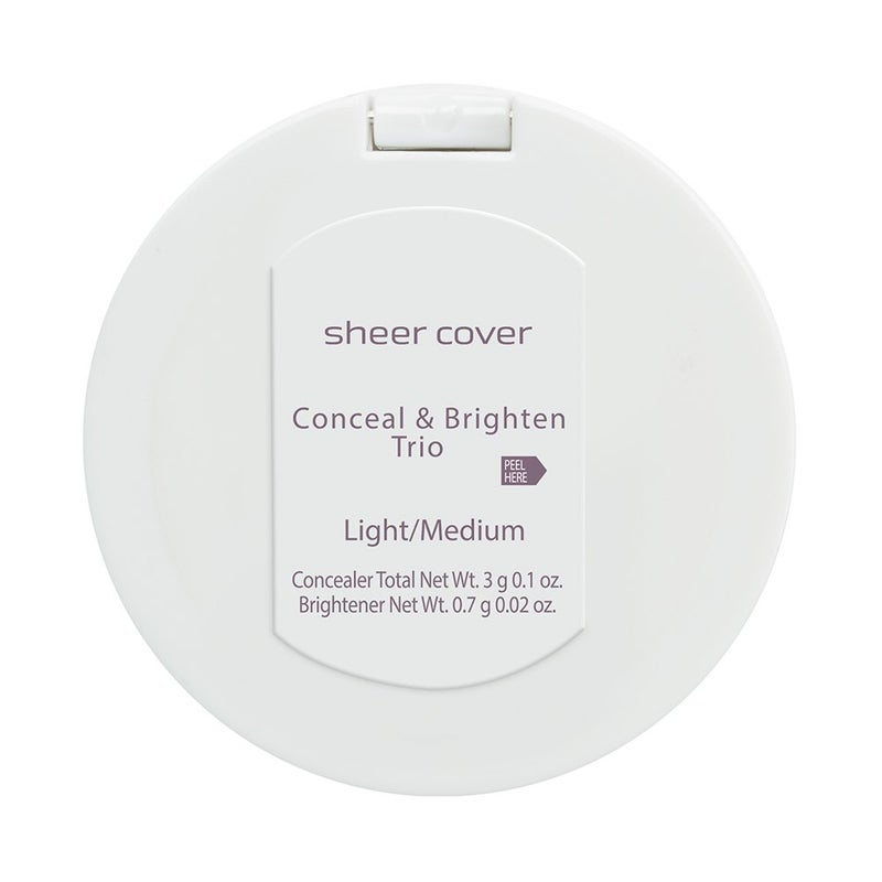 Sheer Cover Studio â€“ Conceal and Brighten Highlight Trio â€“ Two-Toned Concealers â€“ Shimmering Highlighter â€“ Light/Medium Shade â€“ With FREE Concealer Brush â€“ 3 Grams - Image 2