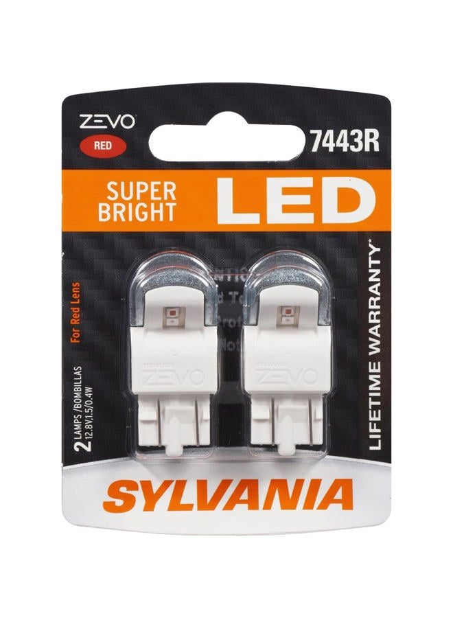 Sylvania 7443 T20 ZEVO LED Red Bulb - Bright LED Bulb, Ideal for Stop and Tail Lights (Contains 2 Bulbs) - Image 1