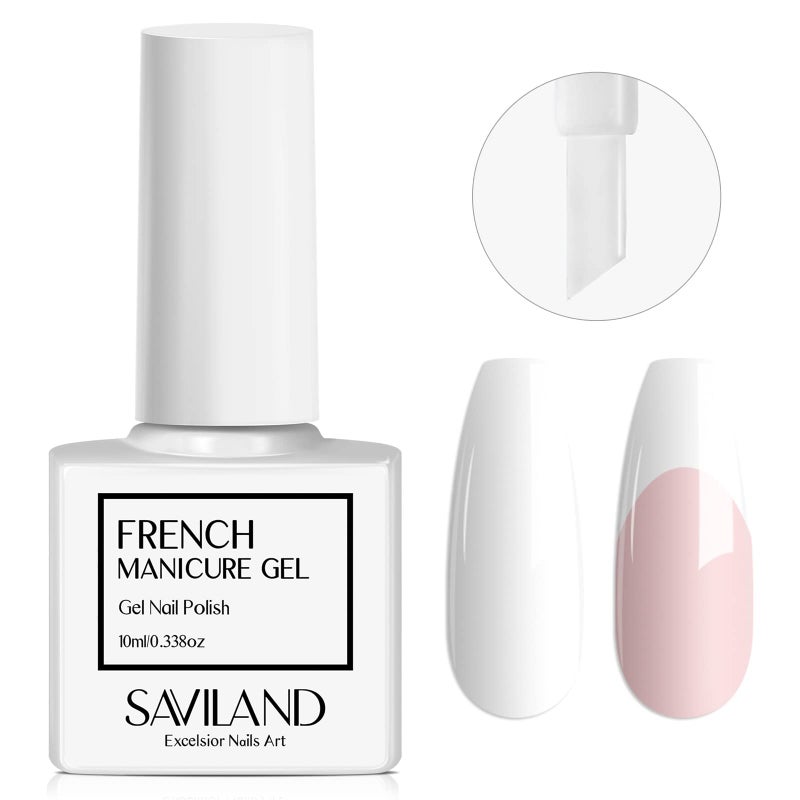 SAVILAND French Gel Nail Polish: 1PC 10 ML White Nail Polish Easy French Smile Line in 5s French Tip Nail Tool French Nails U V LED Gel French Tip Nail Art Nail Supplies for Starter Professional Gift - Image 1