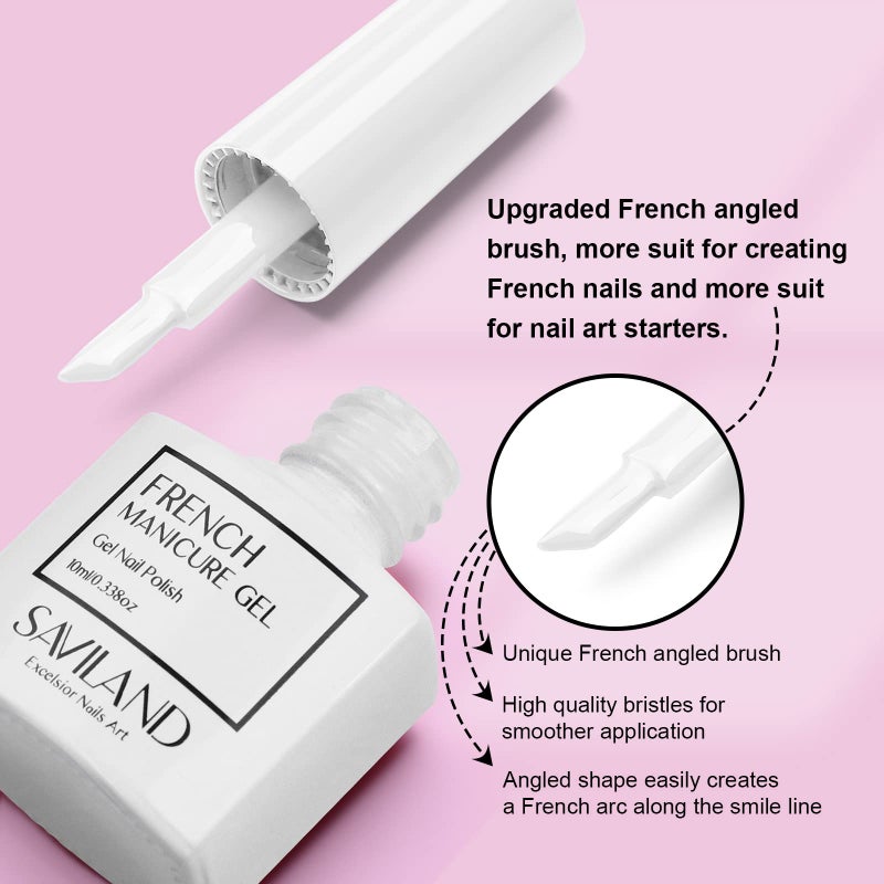 SAVILAND French Gel Nail Polish: 1PC 10 ML White Nail Polish Easy French Smile Line in 5s French Tip Nail Tool French Nails U V LED Gel French Tip Nail Art Nail Supplies for Starter Professional Gift - Image 3