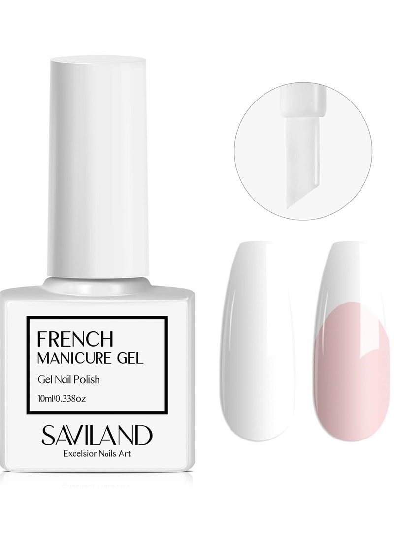 Saviland - SAVILAND French Gel Nail Polish: 1PC 10 ML White Gel Polish Easy French Smile Line in 5s French Tip Nail Tool French Nails U V LED Gel French Tip Nail Art Nail Supplies for Starter Professional Gift - Image 1