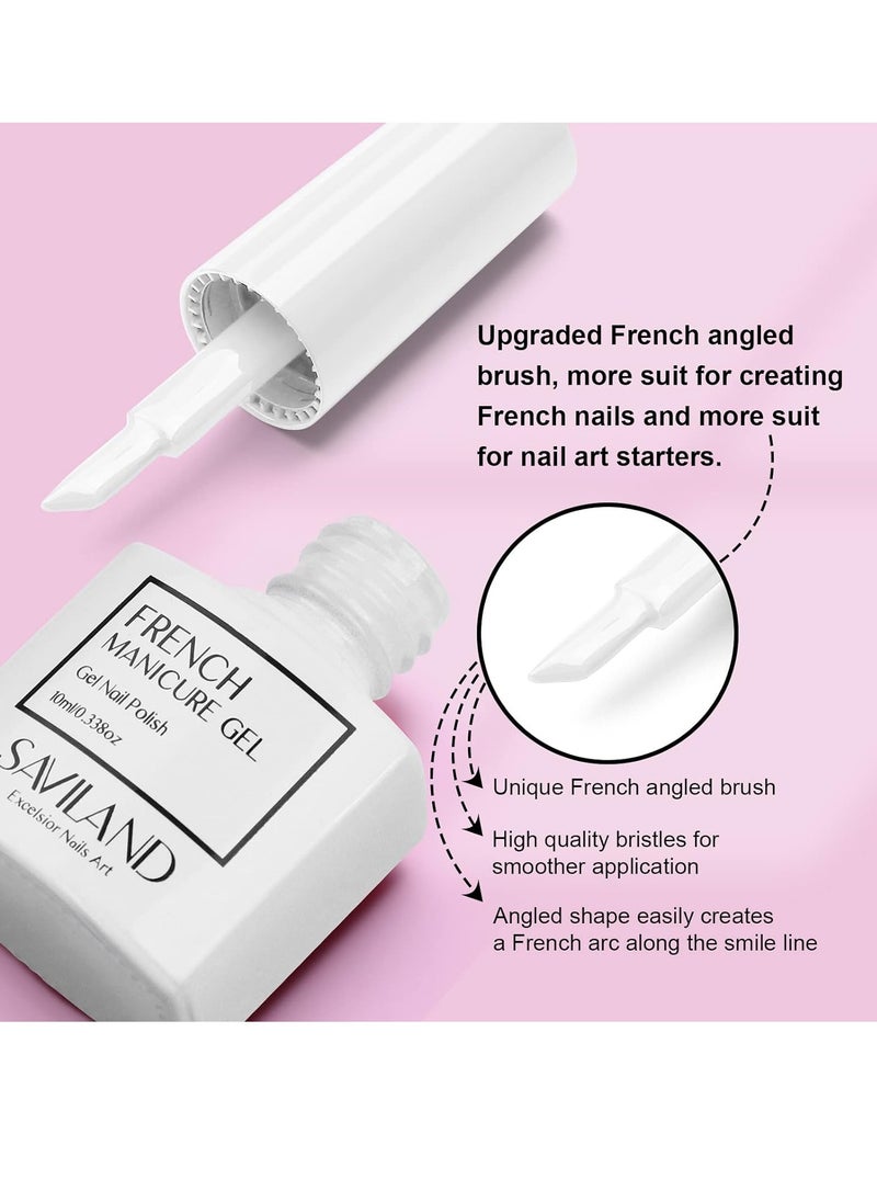 Saviland - SAVILAND French Gel Nail Polish: 1PC 10 ML White Gel Polish Easy French Smile Line in 5s French Tip Nail Tool French Nails U V LED Gel French Tip Nail Art Nail Supplies for Starter Professional Gift - Image 1