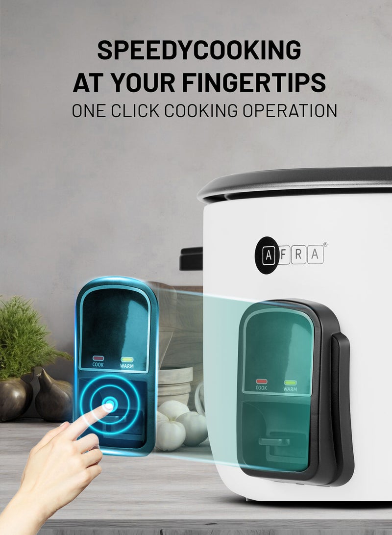 عفرا طنجرة أرز أفرا، سعة 5.6 لتر، وظيفة الحفاظ على الدفء، 2000 واط، حماية من درجات الحرارة العالية، كوب قياس وملعقة، أبيض، AF-56220RCGL، ضمان لمدة عامين - Image 3