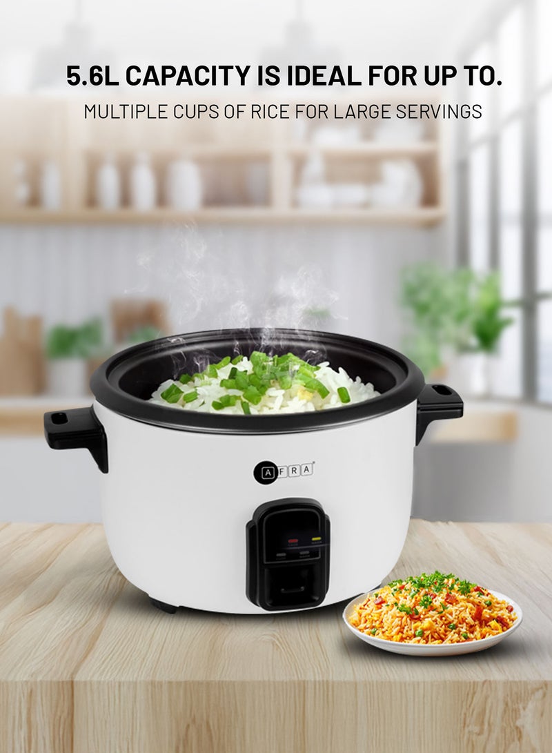 عفرا طنجرة أرز أفرا، سعة 5.6 لتر، وظيفة الحفاظ على الدفء، 2000 واط، حماية من درجات الحرارة العالية، كوب قياس وملعقة، أبيض، AF-56220RCGL، ضمان لمدة عامين - Image 2