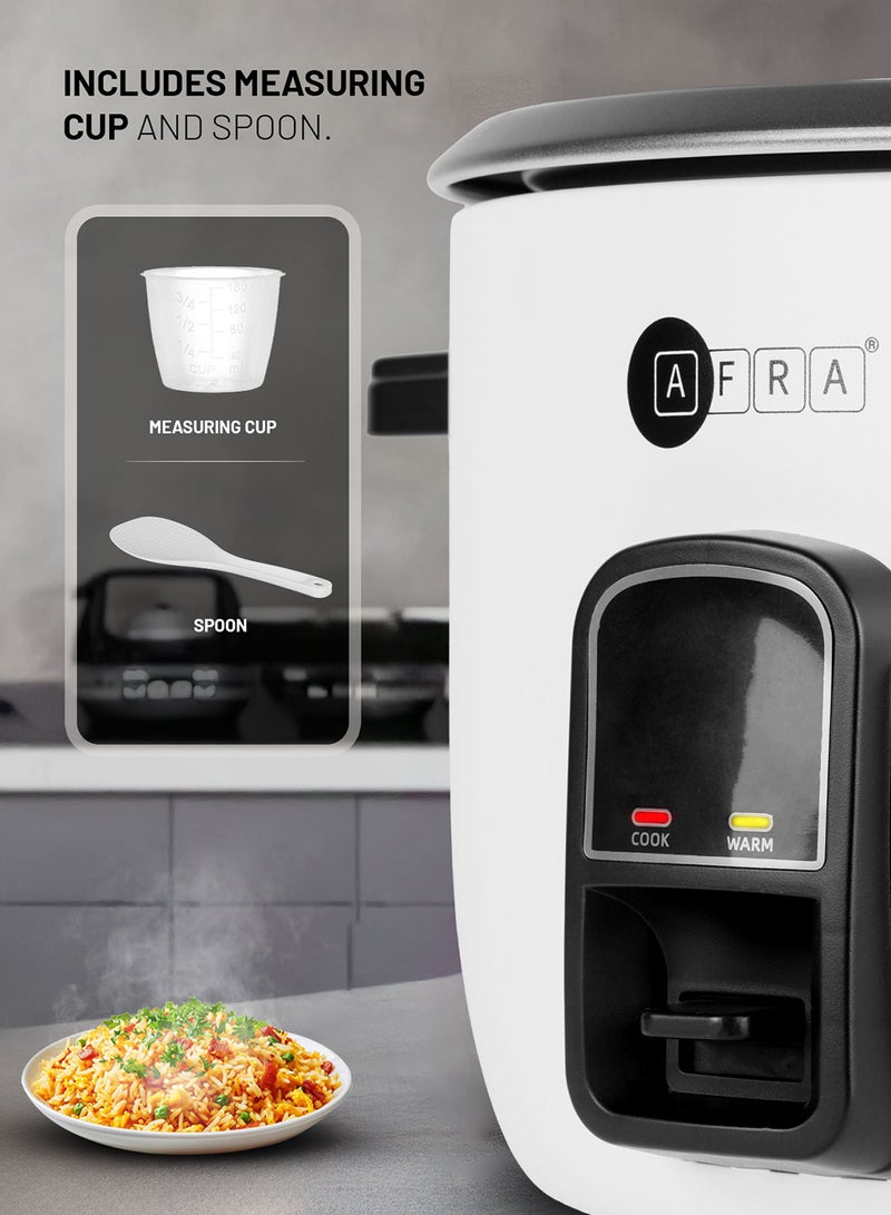عفرا طنجرة أرز أفرا، سعة 5.6 لتر، وظيفة الحفاظ على الدفء، 2000 واط، حماية من درجات الحرارة العالية، كوب قياس وملعقة، أبيض، AF-56220RCGL، ضمان لمدة عامين - Image 5
