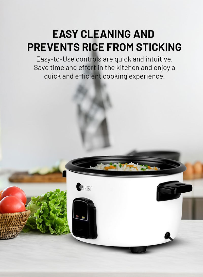 عفرا طنجرة أرز أفرا، سعة 5.6 لتر، وظيفة الحفاظ على الدفء، 2000 واط، حماية من درجات الحرارة العالية، كوب قياس وملعقة، أبيض، AF-56220RCGL، ضمان لمدة عامين - Image 4