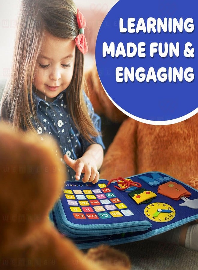Wembley Busy Board Activity Binder Interactive Sensory Educational Toy for Toddlers Supports Fine Motor Skills & Creativity with Activities for Kids Soft Felt Busy Binder Birthday Gift,Dino,Multicolor - Image 5