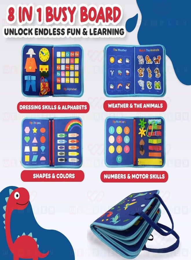 Wembley Busy Board Activity Binder Interactive Sensory Educational Toy for Toddlers Supports Fine Motor Skills & Creativity with Activities for Kids Soft Felt Busy Binder Birthday Gift,Dino,Multicolor - Image 3