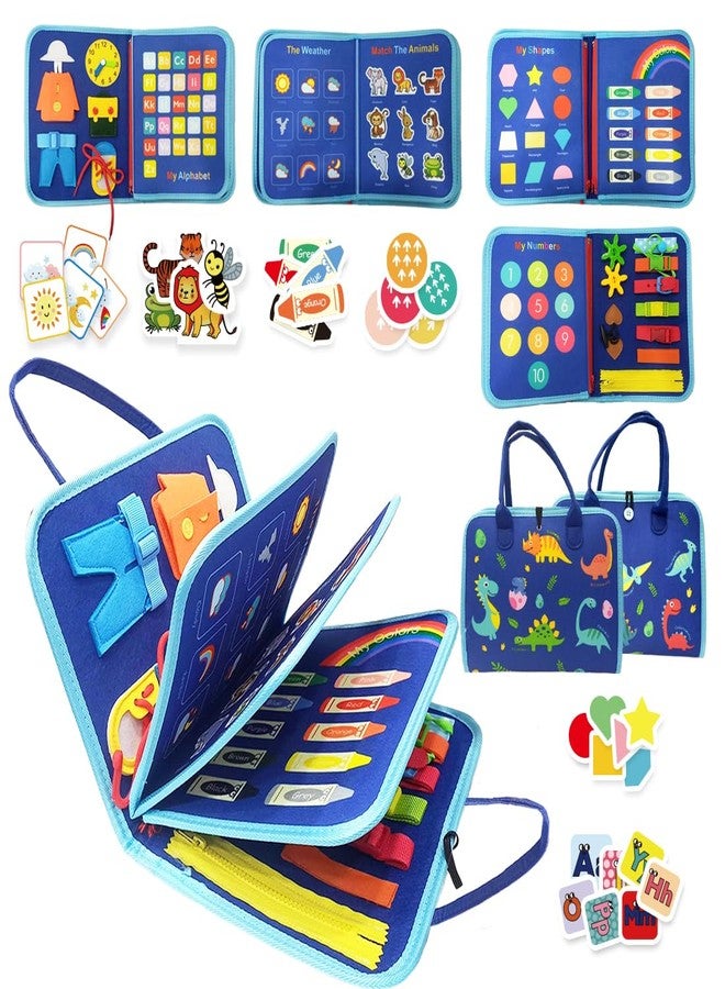 Wembley Busy Board Activity Binder Interactive Sensory Educational Toy for Toddlers Supports Fine Motor Skills & Creativity with Activities for Kids Soft Felt Busy Binder Birthday Gift,Dino,Multicolor - Image 1