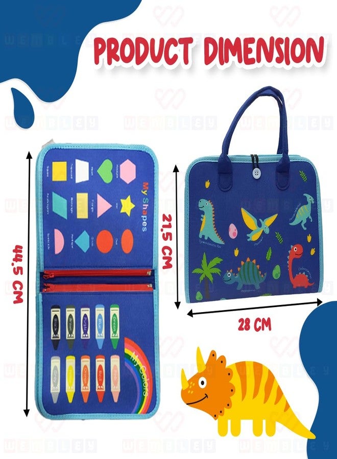 Wembley Busy Board Activity Binder Interactive Sensory Educational Toy for Toddlers Supports Fine Motor Skills & Creativity with Activities for Kids Soft Felt Busy Binder Birthday Gift,Dino,Multicolor - Image 2