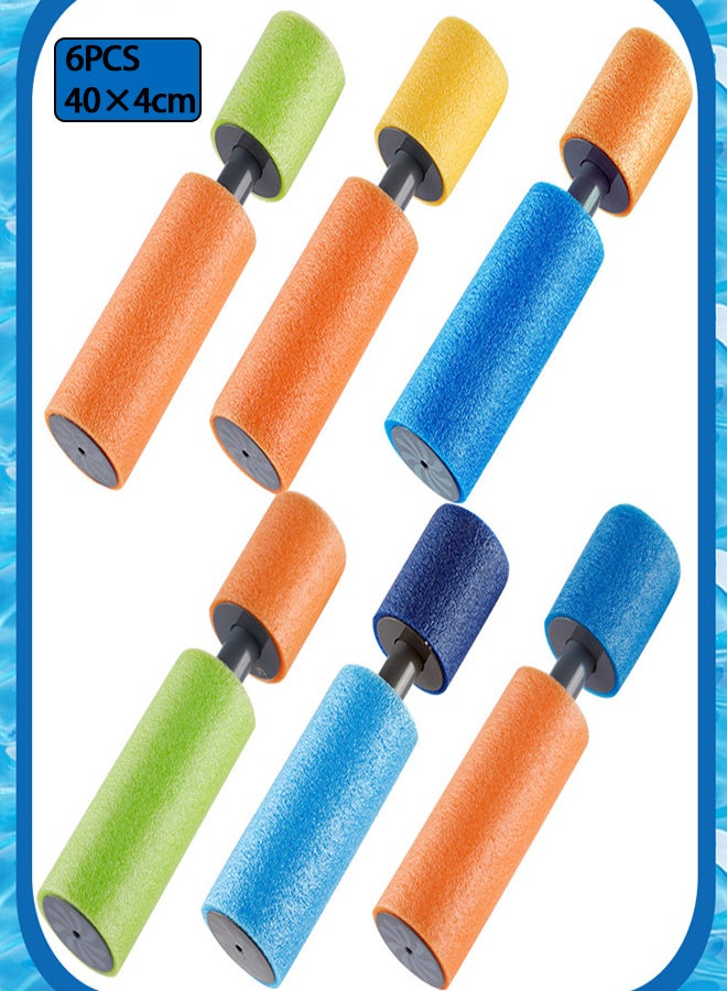 Water Squirt Shooter Water Gun for Kids, 6-Piece Children's Summer Outdoor Pool Battle Foam Waters Blaster Toy, 40×4cm - Image 1