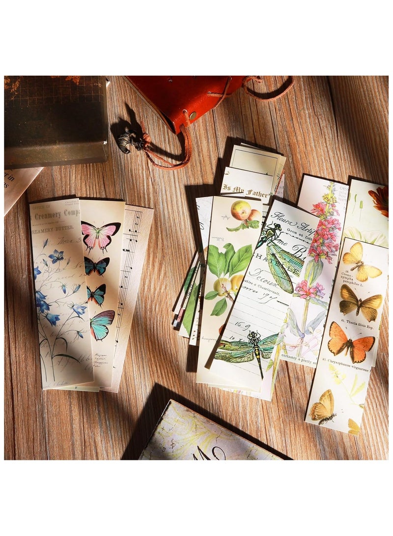 30 Pcs Vintage Bookmarks Aesthetic Cute Pretty Paper Bookmarks for Book Lovers Butterfly Flower Plant Bookmark for Women Elegant Pattern Book Markers for Reading Fantasy Natural Style Book Accessories - Image 4