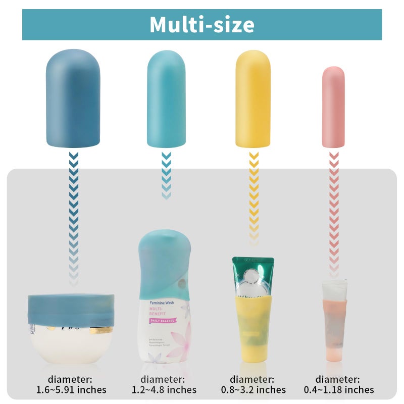 TRANOMOS 24 Pack Multi Sizes Silicone Bottle Covers Travel Essentials for Women, 2025 Cruise Ship Essentials, Travel Size Toiletries,Travel Accessories Must Have, Travel Gadget, Elastic Sleeves for leak proof - Image 2