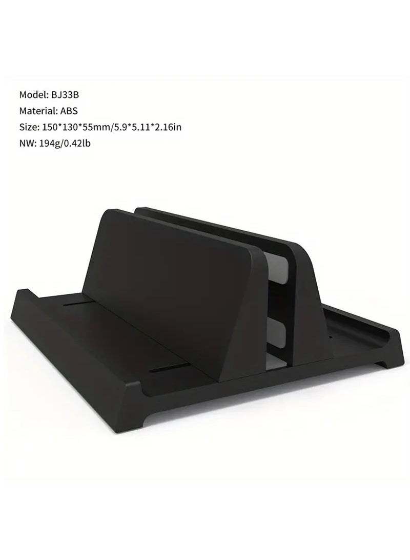 Vertical Laptop Stand Holder - Ergonomic Adjustable Height and Angle, Space-Saving, Sturdy Construction, Easy Assembly, and Compact Design for Maximum Desk Space and Comfort, Black  - Image 1