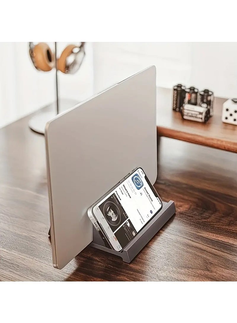 Vertical Laptop Stand Holder - Ergonomic Adjustable Height and Angle, Space-Saving, Sturdy Construction, Easy Assembly, and Compact Design for Maximum Desk Space and Comfort, Black  - Image 3