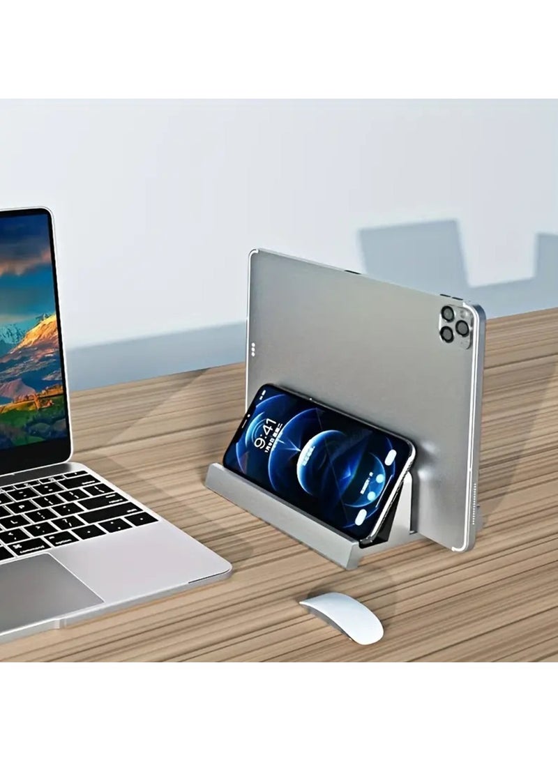 Vertical Laptop Stand Holder - Ergonomic Adjustable Height and Angle, Space-Saving, Sturdy Construction, Easy Assembly, and Compact Design for Maximum Desk Space and Comfort, Black  - Image 2