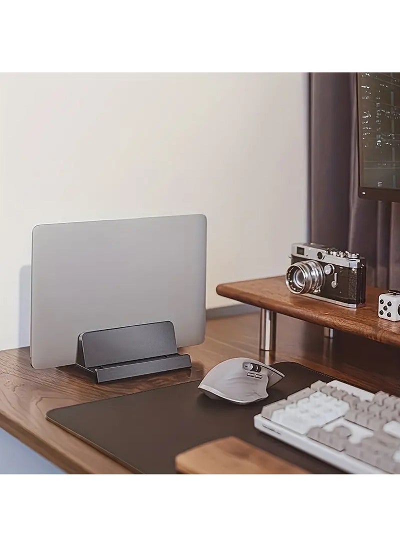 Vertical Laptop Stand Holder - Ergonomic Adjustable Height and Angle, Space-Saving, Sturdy Construction, Easy Assembly, and Compact Design for Maximum Desk Space and Comfort, Black  - Image 4