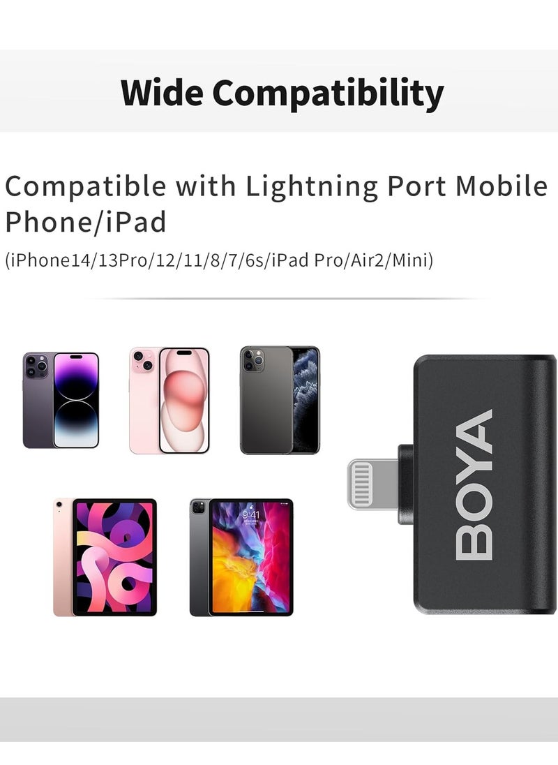 BOYA - BOYA BY-MMC D Wireless Microphone for iPhone [MFi Certified] Magnetic Clip Noise Cancelling with Charging Case and 164ft Transmission Range and iPad Black, Mono - Image 1