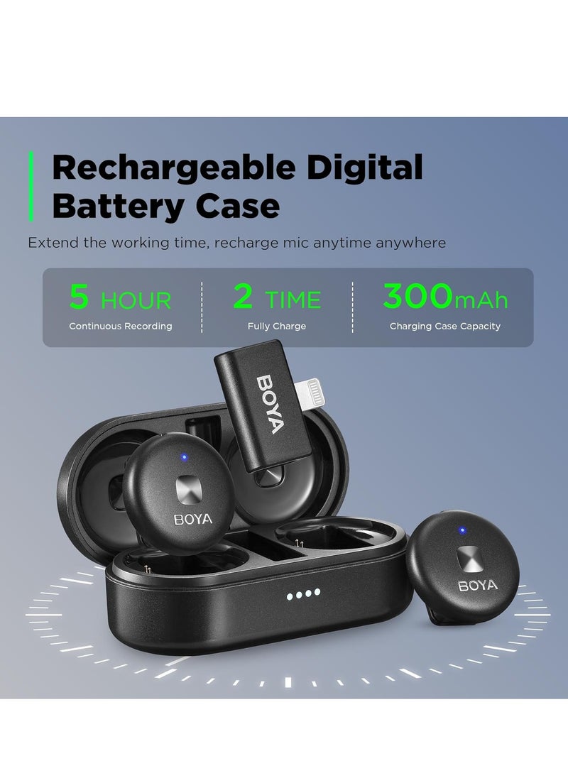 BOYA BOYA BY-MMC D Wireless Microphone for iPhone [MFi Certified] Magnetic Clip Noise Cancelling with Charging Case and 164ft Transmission Range and iPad Black, Mono  - Image 5