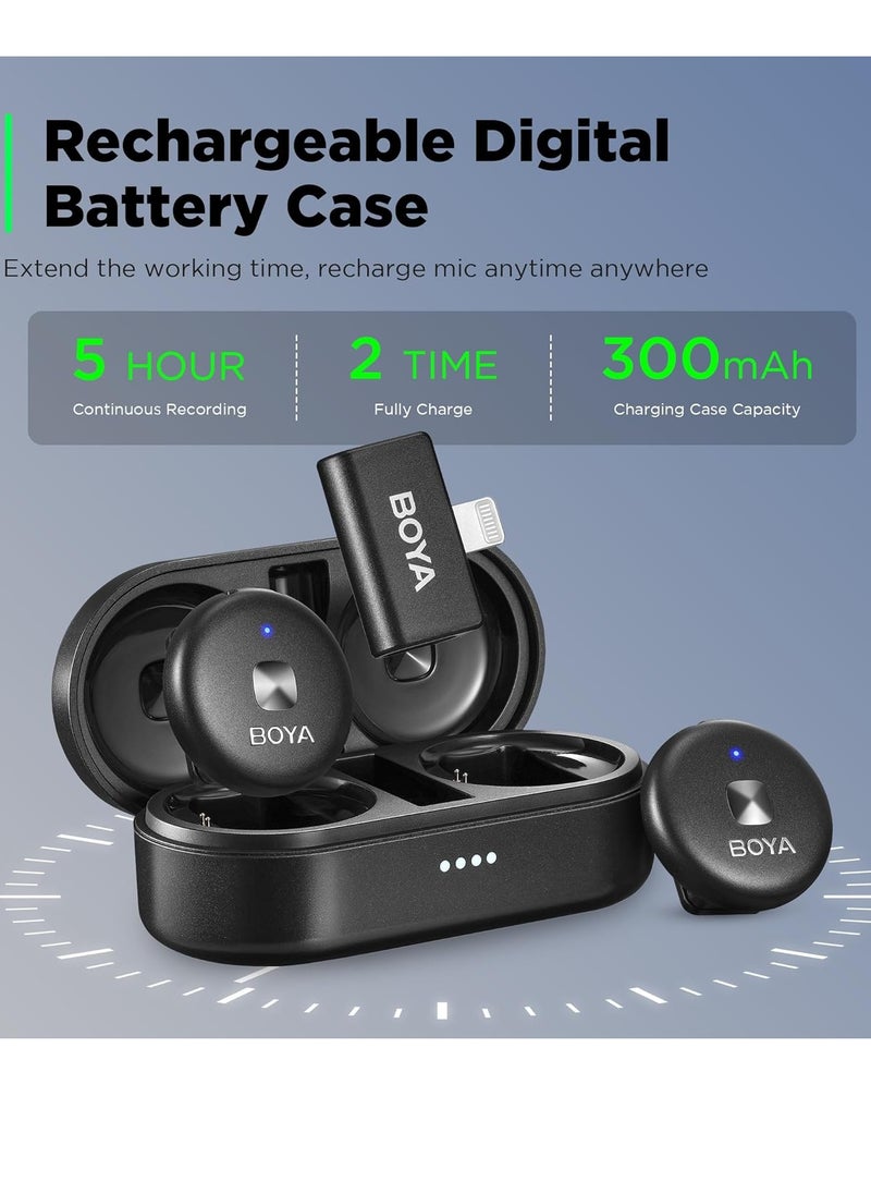 BOYA BOYA BY-MMC D Wireless Microphone for iPhone [MFi Certified] Magnetic Clip Noise Cancelling with Charging Case and 164ft Transmission Range and iPad Black, Mono  - Image 4