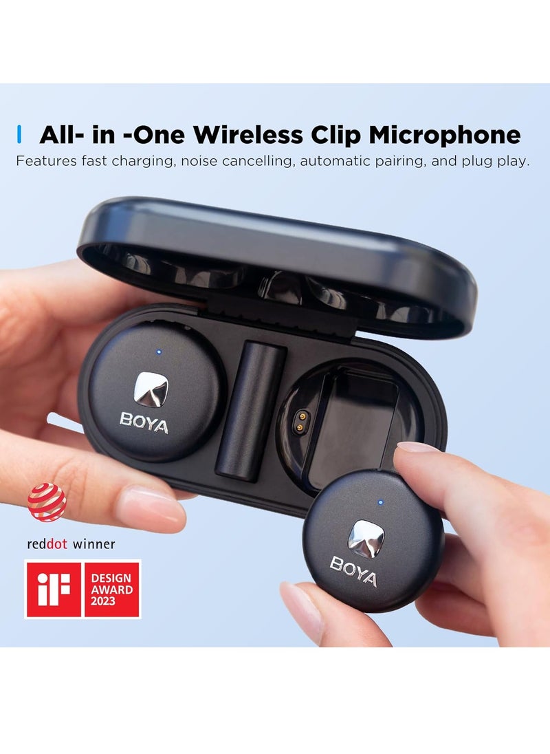 BOYA BOYA BY-MMC D Wireless Microphone for iPhone [MFi Certified] Magnetic Clip Noise Cancelling with Charging Case and 164ft Transmission Range and iPad Black, Mono  - Image 3